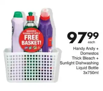 Save Hyper Handy Andy + Domestos Thick Bleach + Sunlight Dishwashing Liquid Bottle offer