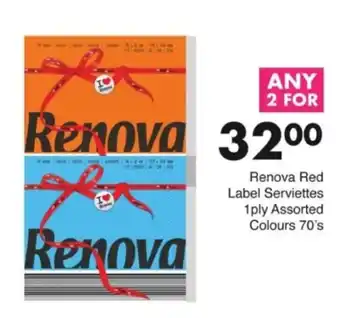 Save Hyper Renova Red Label Serviettes 1ply Assorted Colours offer