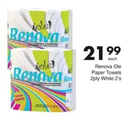 Save Hyper Renova Ole Paper Towels 2ply White offer