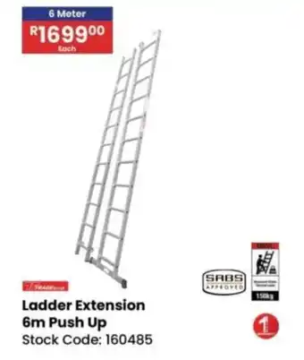 Africa Cash and Carry Tradequip Ladder Extension 6m Push Up offer
