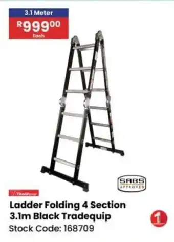 Africa Cash and Carry Tradequip Ladder Folding 4 Section 3.1m Black offer