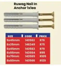 Africa Cash and Carry Ruwag Nail In Anchor offer