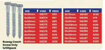 Ruwag Coach Screw Only