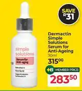 Dis-Chem Dermactin Simple Solutions Serum For Anti Ageing-30ml offer