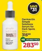 Dis-Chem Dermactin Simple Solutions Serum For Dark Spots-30ml offer