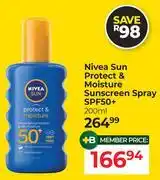 Dis-Chem Nivea Sun Protect & Moisture Sunscreen Spray SPF50+-200ml offer
