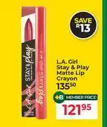 Dis-Chem L.A.Girl Stay & Play Matte Lip Crayon offer