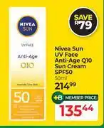 Dis-Chem Nivea Sun UV Face Anti Age Q10 Sun Cream SPF50-50ml offer
