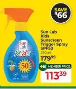 Dis-Chem Sun Lab Kids Sunscreen Trigger Spray SPF50-250ml offer