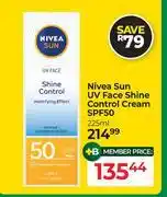 Dis-Chem Nivea Sun UV Face Shine Control Cream SPF50-225ml offer