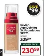 Dis-Chem Revlon Age Defying 3X Foundation SPF25-30ml offer