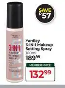 Dis-Chem Yardley 3 In 1 Makeup Setting Spray-100ml offer