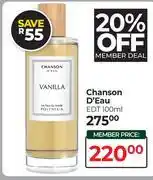 Dis-Chem Chanson E'Dau EDT-100ml offer