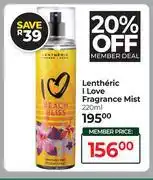 Dis-Chem Lentheric I Love Fragrance Mist-220ml offer