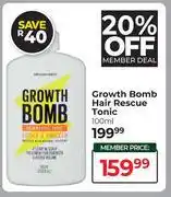 Dis-Chem Growth Bomb Hair Rescue Tonic-100ml offer