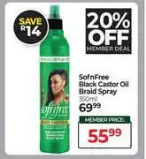 Dis-Chem Sofnfree Black Castor Oil Braid Spray-350ml offer