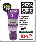 Dis-Chem Creightons Sunshine Blonde No Yellow Shampoo-200ml offer