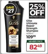 Dis-Chem Gliss Ultimate Repair Strength Shampoo-400ml offer