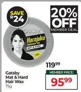 Dis-Chem Gatsby Mat & Hard Hair Wax-75g offer