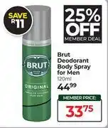 Dis-Chem Brut Deodorant Body Spray For Men-120ml offer