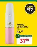 Dis-Chem Yardley Body Spray-90ml offer