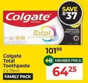 Dis-Chem Colgate Total Toothpaste-2 x 75ml offer