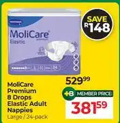 Dis-Chem Moli Care Premium 8 Drops Elastic Adult Nappies Large/24 Pack offer