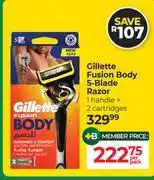 Dis-Chem Gillette Fusion Body 5-Blade Razor 1 Handle + 2 Cartridges-Per Pack offer