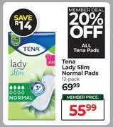 Dis-Chem Tena Lady Slim Normal Pads 12 Pack offer