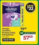 Dis-Chem Always Comfort Protect Daily Pantyliners 80 Pack offer
