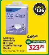 Dis-Chem Moli Care Premium 8 Drops Mobile Pull Up Pants MediumExtra Large 14 Pack offer