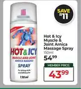 Dis-Chem Hot & Icy Muscle & Joint Arnica Massage Spray-150ml offer