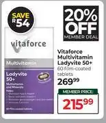 Dis-Chem Vitaforce Multivitamin Ladyvite 50+ 60 Film Coated Tablets offer