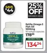Dis-Chem ReVite Omega 3 Fish Oil 1000mg 90 Softgel Capsules offer