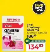Dis-Chem Vital Cranberry 12500mg 30 Softgel Capsules offer