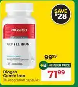 Dis-Chem Biogen Gentle Iron 30 Vegetarian Capsules offer