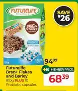 Dis-Chem FutureLife Bran+ Flakes And Barley 910g Plus 10 Probiotic Capsules offer