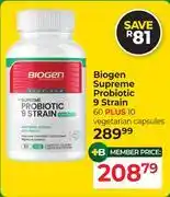 Dis-Chem Biogen Supreme Probiotic 9 Strain Plus Vegetarian Capsules offer