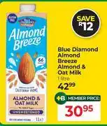 Dis-Chem Blue Diamond Almond Breeze Almond & Oat Milk-1Ltr offer