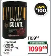 Dis-Chem Universal Animal 100% Whey Isolate-908g offer