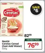Dis-Chem Nestle Cerelac Cereal (Just Add Water)-500g offer