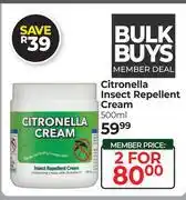 Dis-Chem Citronella Insect Repellent Cream-For 2 x 500ml offer