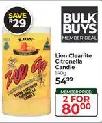 Dis-Chem Lion Clearlite Citronella Candle-For 2 x 140g offer