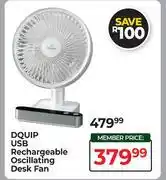 Dis-Chem Dquip USB Rechargeable Oscillating Desk Fan offer