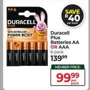 Dis-Chem Duracell Plus Batteries AA Or AAA (6 Pack)-Per Pack offer
