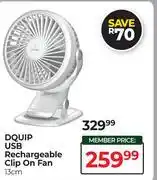 Dis-Chem Dquip USB Rechargeable Clip On Fan-13cm offer