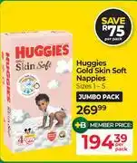 Dis-Chem Huggies Gold Skin Soft Nappies-Per Pack offer