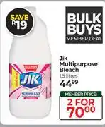 Dis-Chem Jik Multipurpose Bleach-For 2 x 1.5Ltr offer