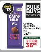 Dis-Chem Cadbury Dairy Milk Chocolate Slab-For 2 x 80g offer