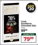 Dis-Chem Lindt Excellence Chocolate Slab-100g offer